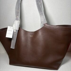 NWT $495 COACH Gramercy Tote Leather Oversized Slouchy Shoulder Bag Maple brown